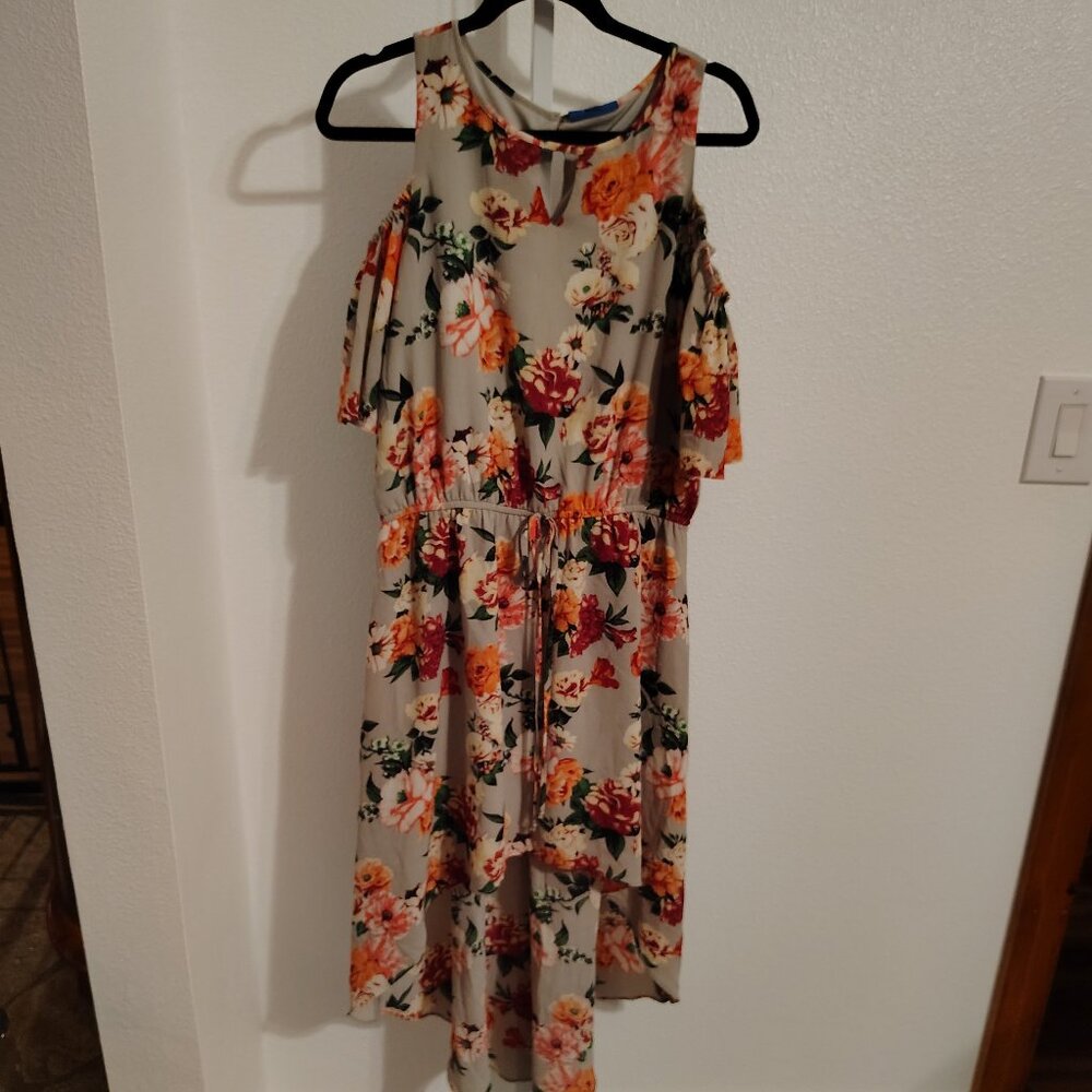 Apt. 9 Women's Floral High Low Dress Size Large Cold Shoulder Polyester NWT